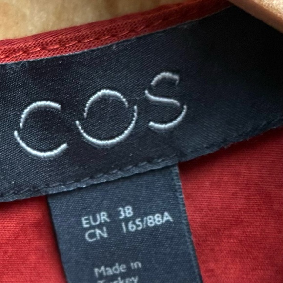 COS Burgundy Long Sleeve Poplin Dress Sz 38, Small - Picture 2 of 5